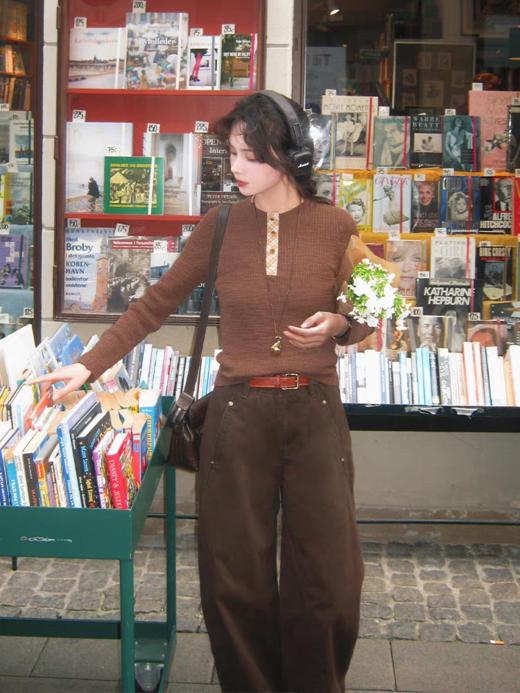 浮生八记/25C143/“剑桥图书馆”英式复古针织打底衫 商品图3