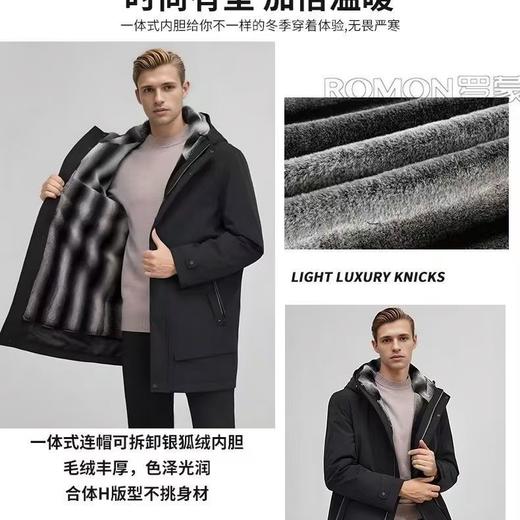 原价2398元！！【罗蒙】限时促！！可拆卸派克服男款中长冬季保暖派克外套-喜出 商品图1