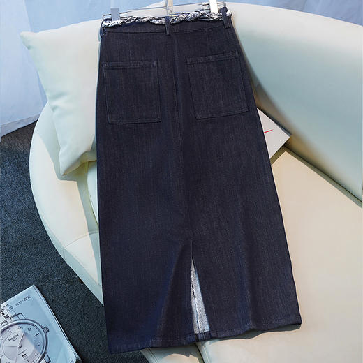 百媚生 飘带复古半身牛仔裙女高腰包臀裙5216 商品图3