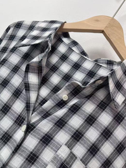 【秋新品】古泥7558 100%棉薄款黑白格衬衫-喜出 商品图2