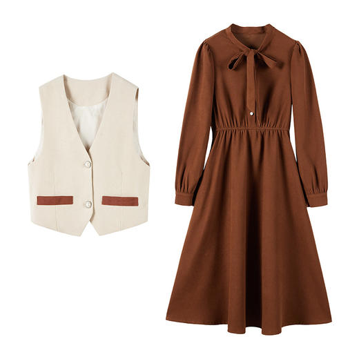 小香风套装新款爆款高级感女春秋小个子马甲衬衫连衣裙两件套 HMQY5176 商品图4