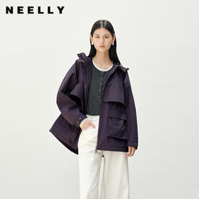 NEELLY纳俪商场同款秋季新款休闲通勤风衣女简约时尚工装短款外套N25083C01122