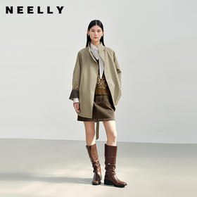 NEELLY纳俪商场同款秋季新款百搭高腰A字裙女显瘦高级感短裙N25082E01098