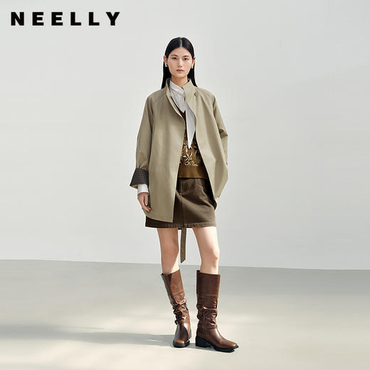 NEELLY纳俪商场同款秋季新款百搭高腰A字裙女显瘦高级感短裙N25082E01098 商品图0