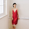 红运当头』桑罗爱心印花真丝吊带裙100%桑蚕丝女士睡裙可外穿送礼 商品缩略图1