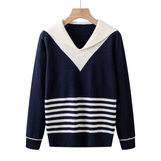 CC 66-6038海军领上衣轻奢高级感针织衫洋气撞色毛衣 商品图4