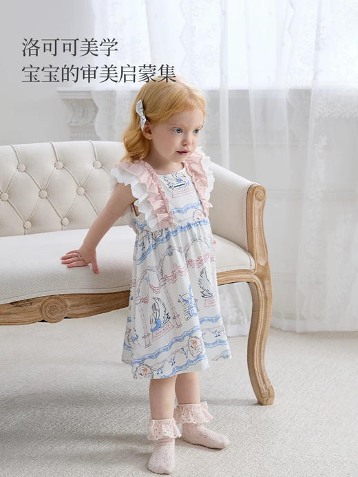 Domiamia 女宝宝针织无袖方领花边连衣裙 新款可爱中长款公主裙 商品图1