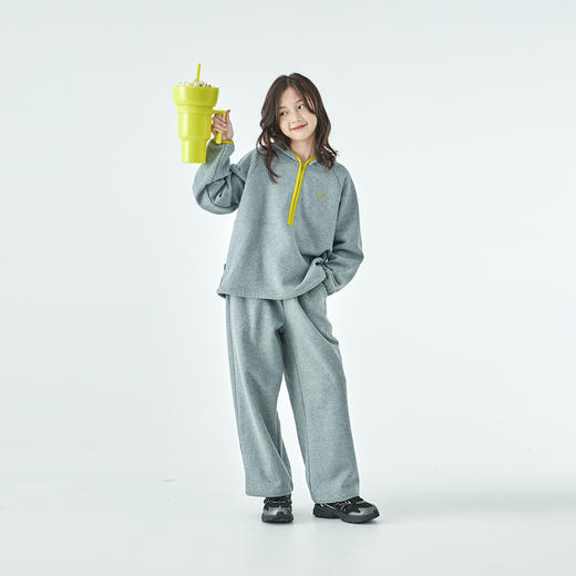 棵初2025年秋冬季新款中大女童加绒卫衣卫裤套装抗静电恒温亲子装 商品图1