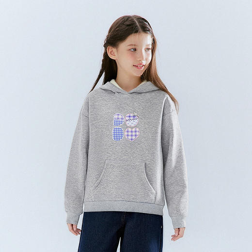 笛莎Deesha 童装女童卫衣2025冬新款女童甜美格子贴布绣卫衣 商品图1