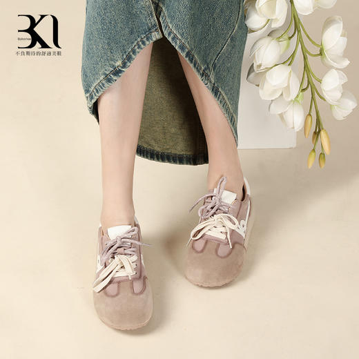 BAKERLOO经典圆头双色带德训女鞋JY193 商品图1