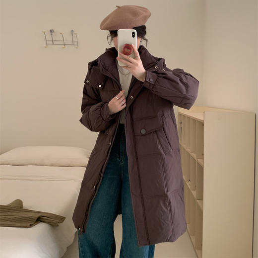 【YW】无忧购 冬季新款韩版长款连帽羽绒服女宽松加厚鸭绒外套24023（截单后3-5天发货） 商品图11