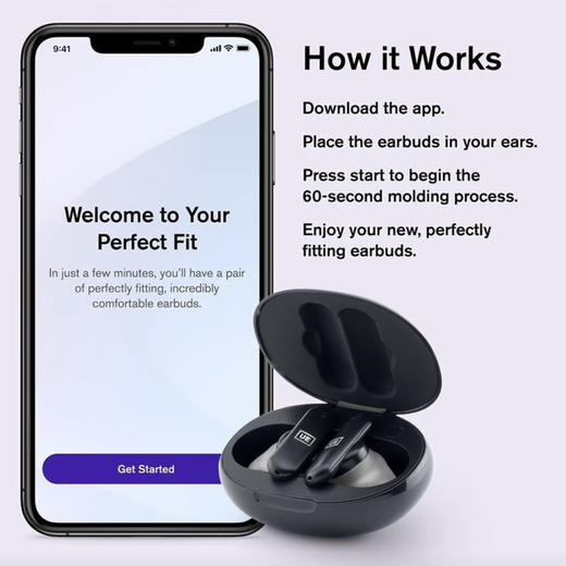罗技（Logitech）UE FITS 快速定制耳塞60s塑形 入耳式真无线蓝牙耳机 提供完美的贴合度声音防汗长效续航 商品图8