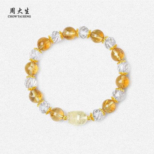 周大生如意普陀系列S925纯银貔貅黄手串水晶手链轻奢高级感手饰生日礼物送女友 商品图2
