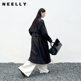 NEELLY纳俪商场同款秋季新款复古简约廓形长风衣女舒适随性外套N25083F01123