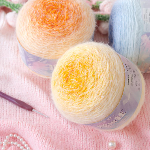 苏苏姐家梦羽渐变段染手工编织diy钩针帽子围巾毯子棒针衣服材料包 商品图2