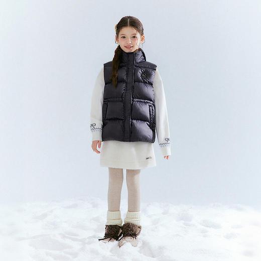 笛莎Deesha 童装女童马甲2025冬新款女童黑金系列甜美收腰马甲 商品图2