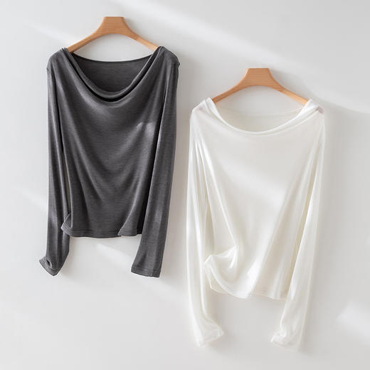 丁摩 天丝羊毛荡领针织衫上衣打底衫132537 商品图2