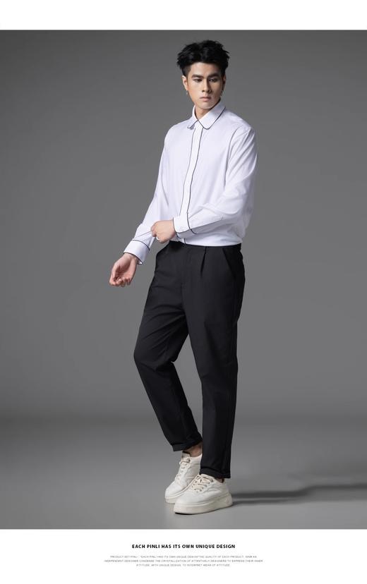 PINLI品立春季新款男士商务休闲长袖衬衫明线简约百搭衬衣潮GD253113064 商品图7