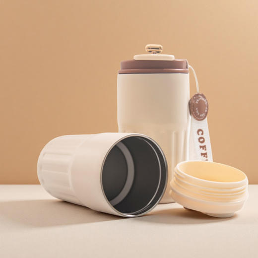 【智能温显咖啡杯】不锈钢智能温显咖啡杯户外便携带提绳保温杯随手杯 商品图0