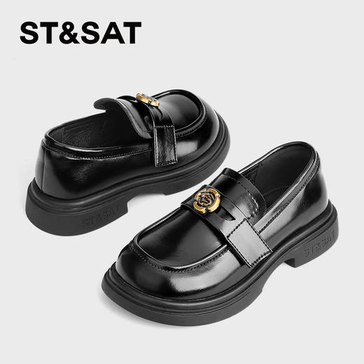【童鞋】星期六山茶花扣饰漆皮女童乐福鞋SSD3191U19 商品图3