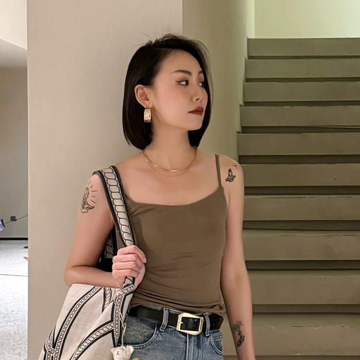 23%莫代尔+5%羊毛带胸垫细吊带 商品图1