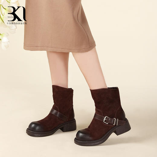 BAKERLOO擦色中筒骑士靴AD182 商品图4