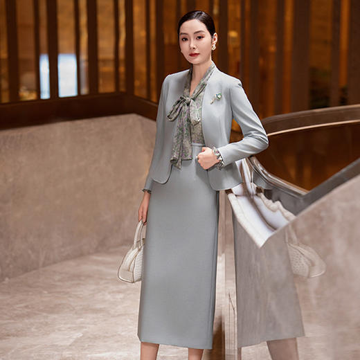 YBY L847西装连衣裙两件套时尚气质女神范身套装裙 商品图1