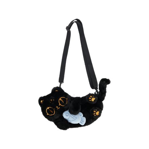 大英博物馆 巴斯特系列萌猫摸鱼 可爱毛绒手机斜挎包 商品图6