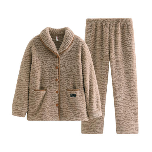 芬腾珊瑚绒睡衣女秋冬季新款套装女款加绒加厚保暖大码开衫家居服 商品图4