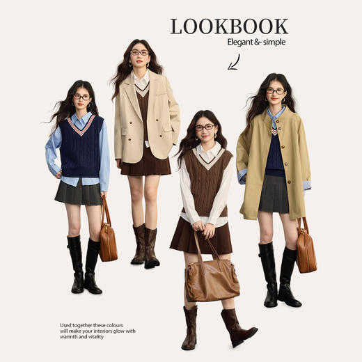 【09/17新品】熙世界MIU系穿搭针织马甲背心女2025秋新款复古学院风提花V领上衣 商品图2