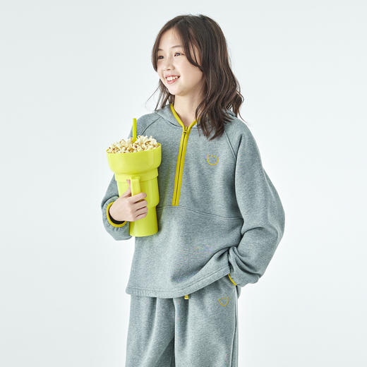 棵初2025年秋冬季新款中大女童加绒卫衣卫裤套装抗静电恒温亲子装 商品图3