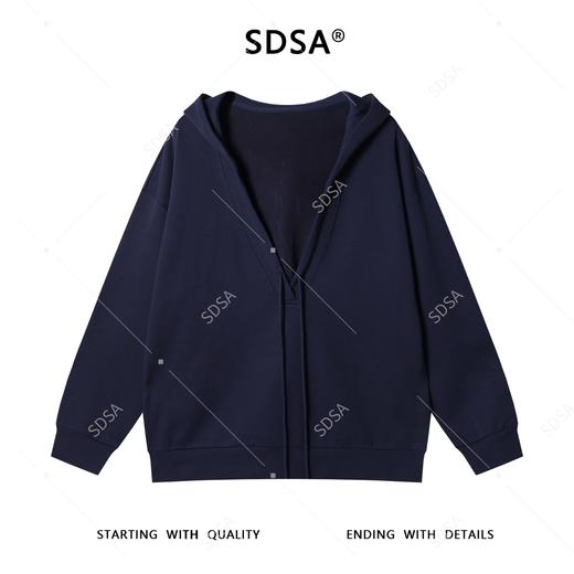 SDSA男士秋冬新款痞帅男装潮牌纯色深V抽绳连帽卫衣时尚百搭上衣 商品图1