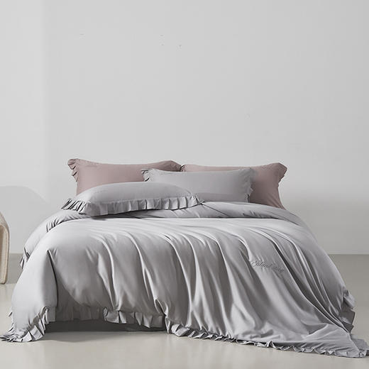 【A类80支天丝棉四件套】花边天丝棉四件套良品纯色80支床品套件柔软丝滑高端件套 商品图2