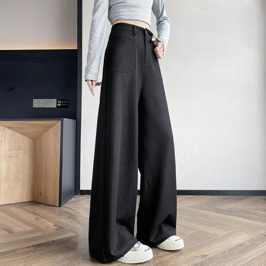 卷卷紫秋冬软牛仔阔腿裤 高腰设计显瘦显高 面料柔软舒适抗皱耐磨 版型立体显瘦 上身立现大长腿 商品图3