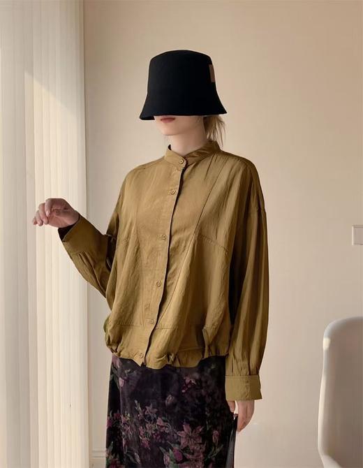 【秋新品】古泥品牌7511黏胶纤维小立领宽松休闲外套-喜出 商品图2