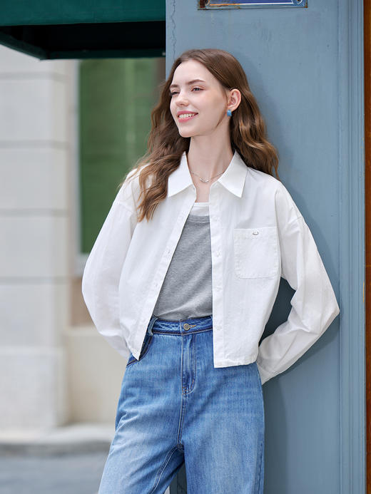 【百图lulu定制】【冰淇淋衬衫】 抽绳显瘦  薄款衬衫  短外套  百搭夹克 商品图1