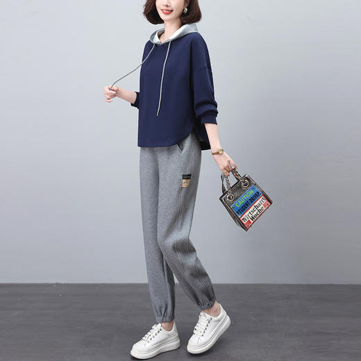 百媚生 休闲拼色连帽卫衣时尚显瘦两件套BKYLDS606 商品图1