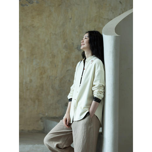 牧衣游原创 舒适棉手工刺绣短外套女秋柔软百搭宽松文艺开衫 珈奈 商品图1