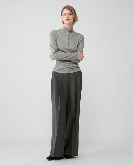 916-3 圆正渠道货 TH收腰显瘦 超细regal羊毛 半开襟亨利领 掐腰显瘦针织衫 打底衫 商品图2