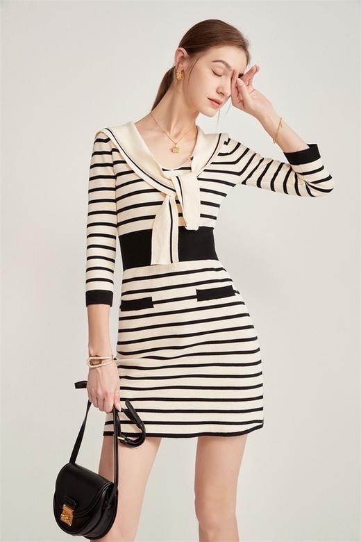 Le Malene 复古休闲海军领针织连衣裙 16969 商品图3