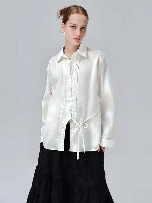 12.12错过没有！清货不退退货勿拍【秋新品】古泥品牌7070 100%精梳棉设计感压褶绑带衬衫-喜出 商品图1