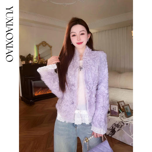 余潇潇【绮丽女神】高级感小湖羊皮毛一体柔软舒适V领皮草外套秋冬 商品图3