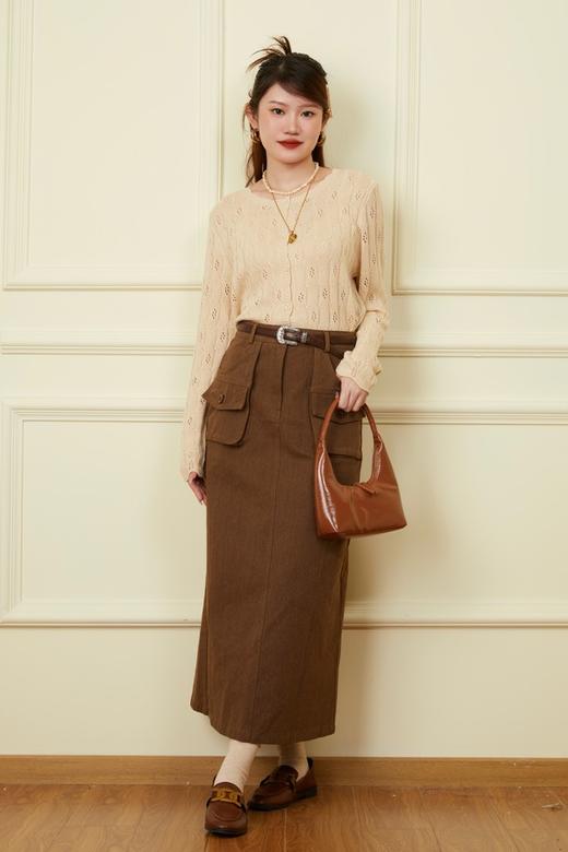 WHO KNOWS 焦糖咖色工装半裙 18652 商品图3