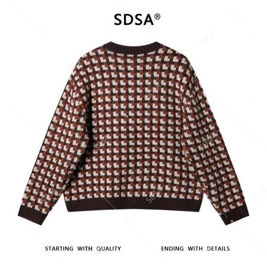 72593SDSA男士秋冬新款痞帅男装时尚撞色方块纽扣圆领针织衫百搭毛衣 商品图4