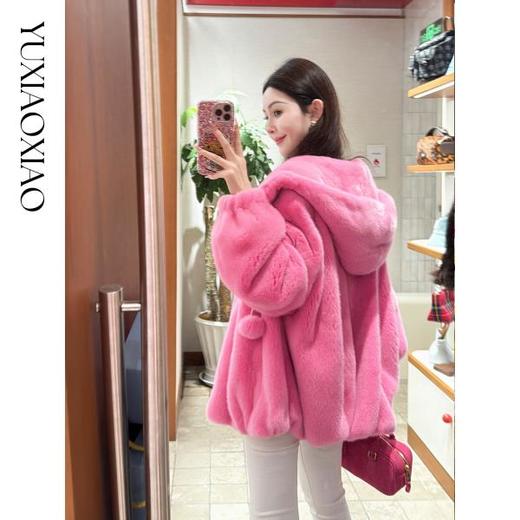 余潇潇【绝美之城】高级质感轻奢秋冬丹麦进口水貂毛连帽宽松皮草 商品图3