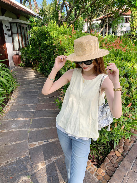 【149元任选2件】最后一波现货！韩系双层褶皱下摆背心无袖上衣 商品图10