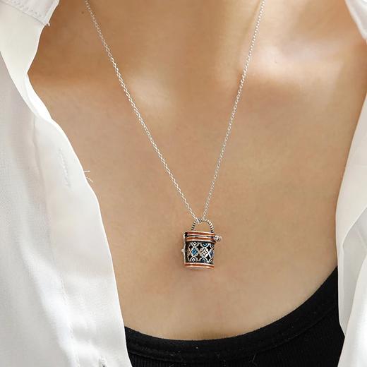 复古做旧四叶花水桶包项链 镂空设计可放替换香珠多味可选 个性小众锁骨链 女士精致香氛饰品礼物 商品图0