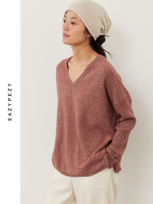 风影流沙羊绒羊毛V领套头衫 商品图1