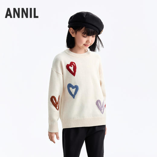 【含羊毛】女童圆领长袖针织衫冬季新款安奈儿童装EG544657 商品图2
