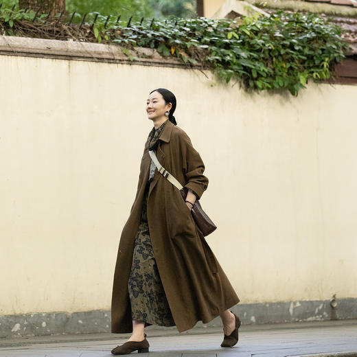 牧衣游原创 斑驳炒色丝棉混纺风衣原生质朴肌理感宽松长外套 浣浣 商品图1